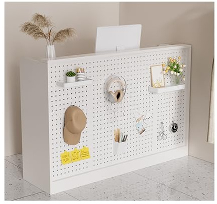 YFAURNDE Moderne Rezeption,Bürotheke Rezeption,Theke for Klinik,Verkaufstisch Theke Tresen Empfang,Lagerung, verwendet in Bekleidungsgeschäften, Blumenläden, Dessertläden(White,100cm)