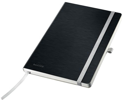Leitz Style A5 Notizbuch Kariert, Softcover, 160 Seiten, 80 Blatt, FSC-zertifiziertes 100 g/m² Papier, Verschluss & Lesezeichen, für Büro & Home Office, Schwarz, 44881094