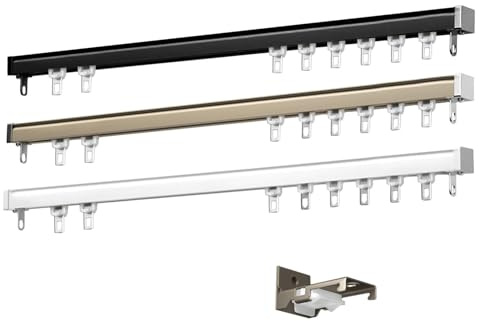 Vorhangschiene 1 läufig 80cm, Gardinenschiene Einläufig Wandmontage, Gardinenstange Weiß Aluminium Für Raumteiler