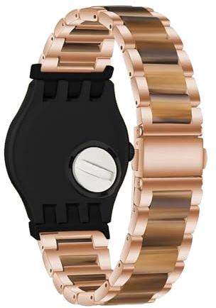 Harz Armband Kompatibel mit Swatch 20mm Uhrenband aus Kunstharz und Edelstahl Metall mit Verstellbares Schnalle Ersatzarmband für Swatch 20mm Metallarmband für Damen Herren Armbänder (10,Eine Grösse)