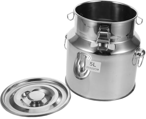 Luftdichter Lebensmittelbehälter aus Edelstahl 5L,Milchkanne & Krug mit Versiegeltem Deckel, Aufbewahrungseimer Flüssigkeiten Ideal für Zuhause, Küche, Restaurant zur Öl, Tee, Milchkonservierung