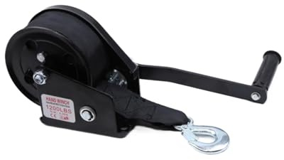1200 LB selbstsichernde Winde mit Bremse 10m Gurtband Stoff Gürtel Polyester(Black)