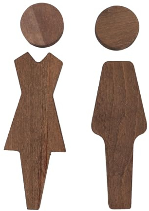 DUZEPA Lot de 2 panneaux de porte de toilettes en bois, pour hommes et femmes, pour portes et murs de toilettes.
