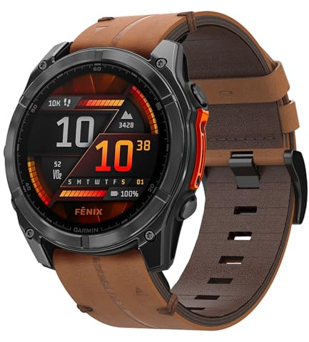 Leder Armband für Garmin Fenix 8 51mm, Armbands Fenix 7X Pro/7X/FEnix 6X Pro/6X/FEnix 5X Plus/5X, 26mm Uhrenarmband mit Schnellverschluss Armband für FENix 3/3 HR/Enduro 2/Quaitx 3/Epix 2 Pro 51mm