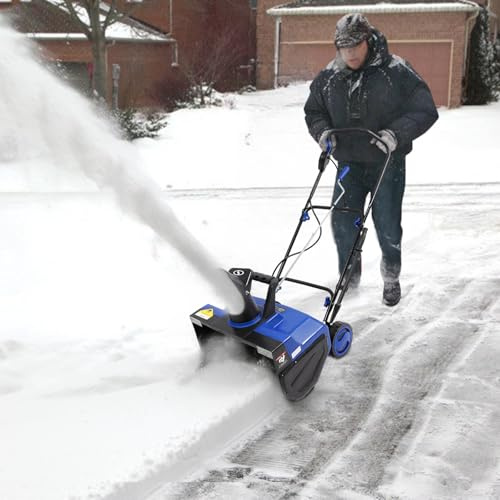 Souffleuse à neige électrique sans fil - Fraise à neige sans fil avec lumières LED - Largeur de travail de 56 cm - Profondeur de nettoyage maximale : 33 cm - Avec toboggan rotatif à 180° et portée de