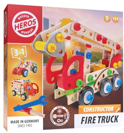 HEROS Constructor HE0009-3-in-1 Feuerwehrfahrzeug 155 Teile