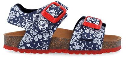 Garvalín Bio Sandalen mit grauem Muster für Kinder, Marineblau A089, 27 EU