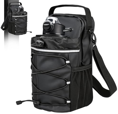 YHNDECO Magnetic Gym Bag Water Bottle Carrier Holder with Strap & Phone Pockets, Magnetic Sports Bag Holds for Men Women, Magnet Gym Bag with 3 Magnet, Small Pouch for Fitness, Travel, Sports