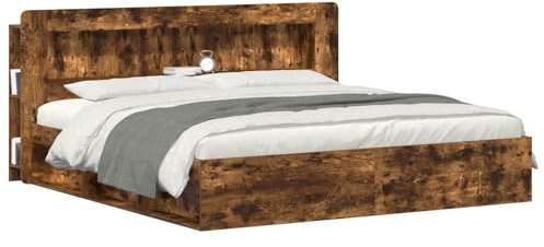 vidaXL Kopfteil-Schrank Geräucherte Eiche 215 x 18,5 x 100 cm, Organisationsschrank fürs Schlafzimmer, vielseitiger Kopfhörer, stylische Ergänzung, haltbare Aufbewahrung
