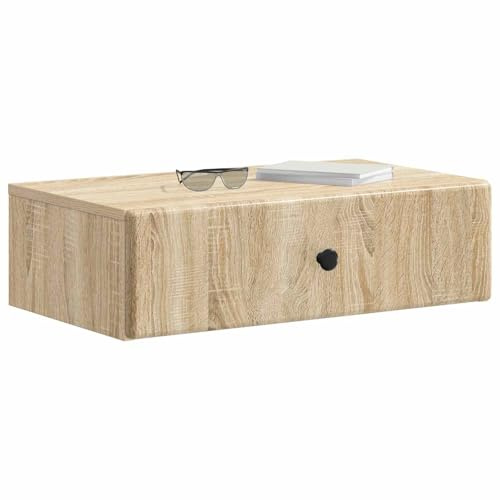 vidaXL Wandmontierter Beistelltisch Sonoma-Eiche 59 x 34,5 x 17 cm, Eleganter Beistelltisch, modernes Stauraummöbel, rechteckig, vielseitig für Dein Wohnzimmer