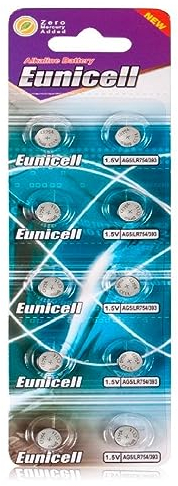 10 Eunicell AG5 Batteries (LR48 LR48SW LR754 LR754SW SR754W 309 393)