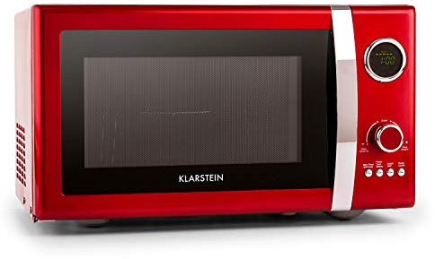 Klarstein Fine Dinesty Comptoir - Micro-ondes (Comptoir, Micro-ondes uniquement, 23 L, 800 W, boutons, Rotatif, Rouge)