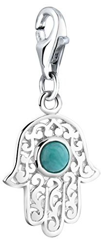 Nenalina Hand der Fatima Karabiner Charm Anhänger für Bettelarmband aus 925 Sterling Silber 712087-018