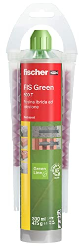 Fischer Resina Biobased FIS GREEN 300 T Tassello Ancorante Chimico Ottimo per Interni, Non Nocivo