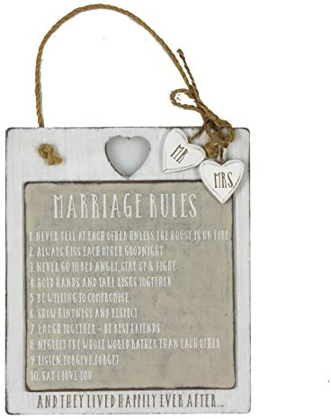Love Story Hanging Wall Plaque - Marriage Rules - 33cm - WG719 - New