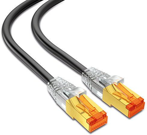 mumbi 23538 Cat.7 S/FTP Raw Cable de Red Ethernet LAN Patch con conectores RJ-45 10.0m, negro (1x)