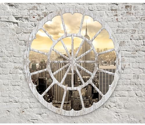 decomonkey - Papier Peint Panoramique New York 350x256 cm - Décoration murale moderne – Tapisserie décorative pour chambre salon - Manhattan pierre new york ville texture vue depuis la fenêtre