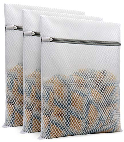 3Pcs Durable Honeycomb Mesh Laundry Bags for Delicates 12 x 16 Inches (3 Medium)