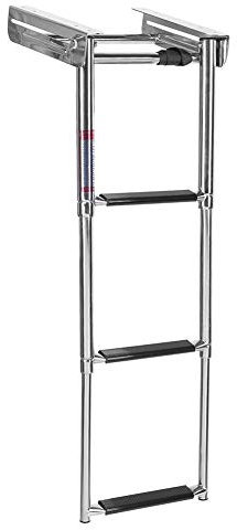 Telescopic Ladder, 3 Step Universal Under Platform Slide Mount Boat Boarding Ladder Stainless Steel Telescopic Boat Ladder