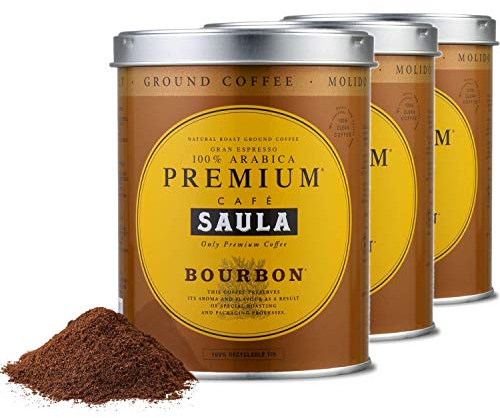 Café Saula, 3 Botes de 250 gr. Gran Espresso Premium Bourbon Blend 250 gr. café molido 100% Café Arábica