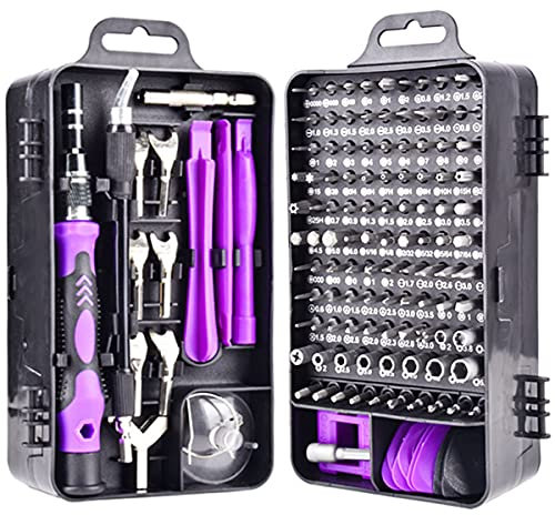 Precision Screwdriver Set, 135 in 1 Small Screw Driver Tool Kit, Professional Repair Tool Kit Plastic Screwdriver Toolbox, Black Purple, 1 Set