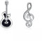 Weihnachtsgeschenk 925 Sterling Silber Nette Gitarre Note Ohrringe für Frauen Mädchen Persönlichkeit Asymmetrischer Ohrring Hiphop Rock Schmuck Party-Festtagsdekoration Geschenke für Frauen