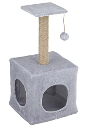 Baroni Home Kratzbaum für Erwachsene Katzen mit Sisalseil, 4 -Storey Kratzbaum Tree und Grauer Zwinger