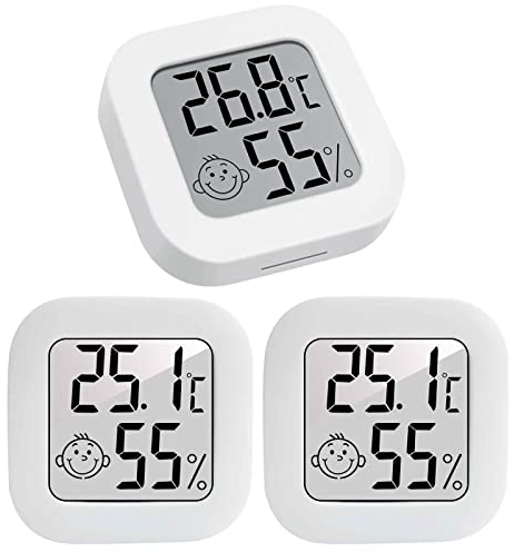 Lot de 3 thermomètres hygromètres numériques LCD précis pour cave à vin, stockage de données, convient pour chambre de bébé, chambre à coucher, bureau à domicile, salon, humidité sans fil