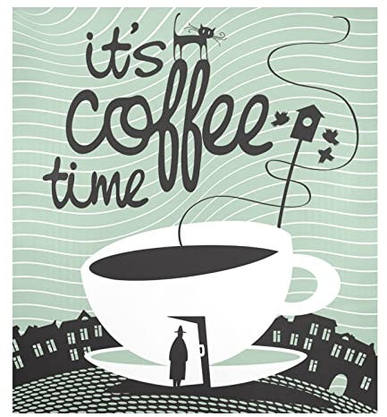 Naanle Geschirrspüler-Magnetabdeckung It's Coffee Time, magnetisch, für Zuhause, Schrank, Aufkleber, Kühlschrank, dekorative Abdeckung, 58,4 x 66 cm