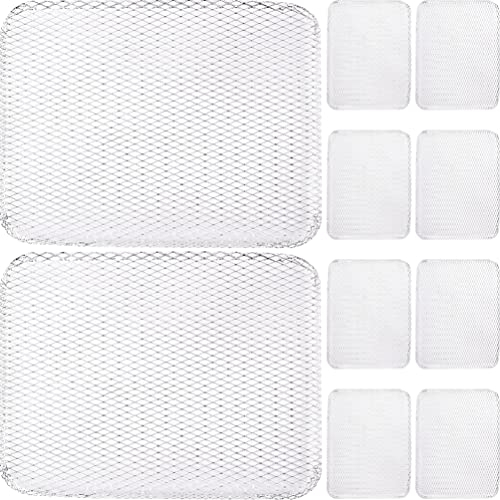 DOITOOL 10Pcs Aluminum BBQ Mesh Grill Mat, BBQ Disposable Grill Toppers Broiler Net Pans Non-Stick Cooking Grid Grates Outdoor BBQ Accessories for Baking Cooking Grilling, 12x15.3in