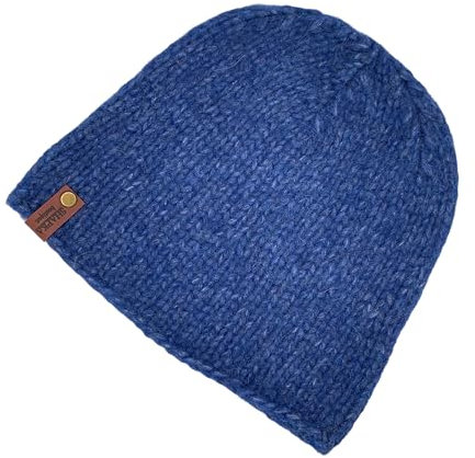 Handgestrickte Beanie Oslo Unisex, super weiche kratzfreie und schwerelose Strickmütze aus Alpaka Wollmischung (Marineblau)