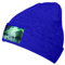 OdDdot Northern Lights Mütze mit Eisbär-Aufdruck, Wintermütze, Strickmütze, Herrenmütze, randlose Mütze, Skater-Mütze, blau, One size