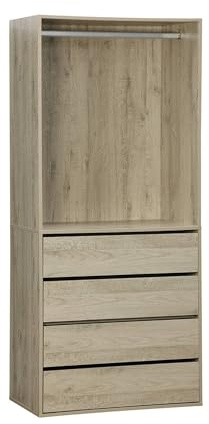 Alice's Home - Ankleidemodul mit 4 Schubladen und 1 Garderobe, naturfarben, Laminatpaneel