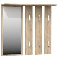 Ibonto Wandgarderobe Modernes Flurmöbel-Set mit Großem Spiegel 6 Doppelhaken (SONOMA-EICHE)