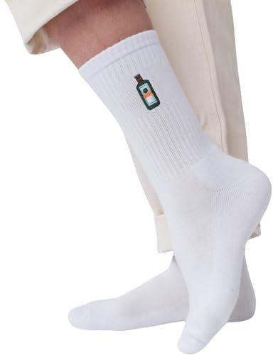 Fashion Drinks Jäger Bottle Crew Socks Damen & Herren aus Bio Baumwolle bestickt (42-46)