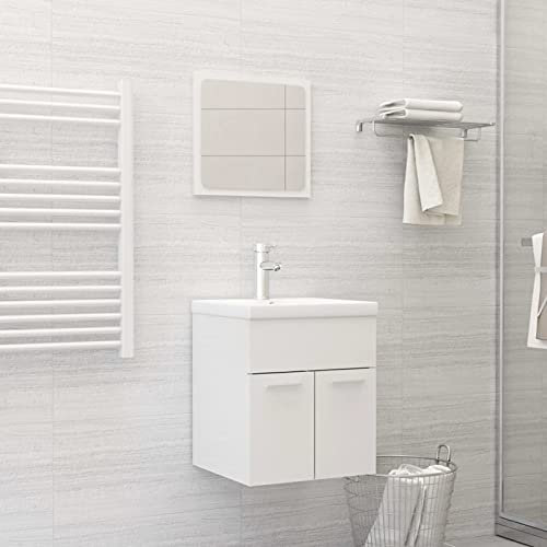 Xichuzi Set Muebles de baño 2 Piezas Madera contrachapada Blanco Brillo, Muebles para Baño, Muebles para Lavabo, Armario Baño - 804779