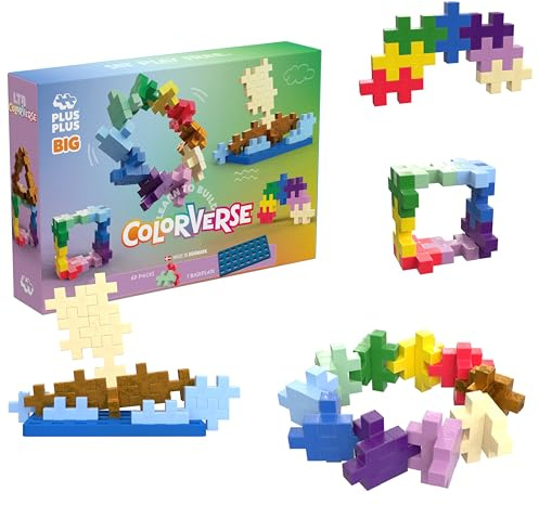 Plus-Plus 3998 Geniales Konstruktionsspielzeug, Big Learn to Build Colorverse Set, Kreativ-Bausteine, Bausteinset für Kinder ab 2 Jahren, 60 Teile