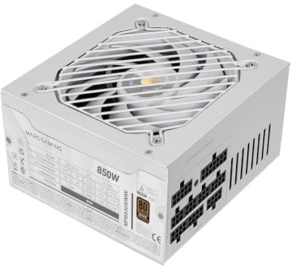 Mars Gaming MPB850SIM, Fuente Alimentación Full Modular ATX 850W, 7 Años Seguridad, 80Plus Bronze 230V EU, 90% Eficiencia, Ventilador SI Extreme Silence 140mm, Tecnologías AI2-RPM, DC-DC y SMD, Blanco