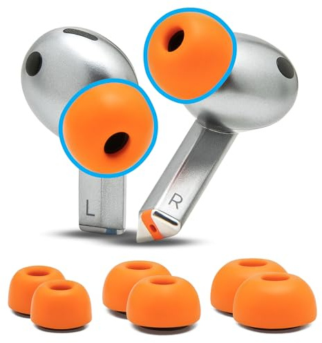 WC TipZ Galaxy - Memory Foam Ear Tips for Samsung Galaxy Buds Pro 3 & Pro 4 | Made by Wicked Cushions | Improved Comfort, Tighter Seal & Better Foam Rebound Time | Orange
