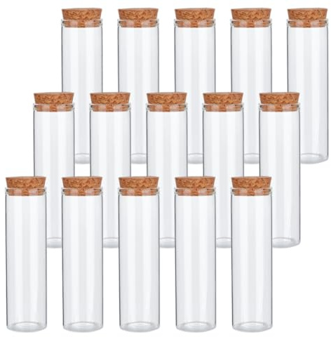 OLYCRAFT 15 Stück 50 ml Reagenzglas Aus Glas Mit Korken Transparente Glasröhrchen Flaschen Gläser Durchsichtige Reagenzglasbehälter Mit Flachem Boden Gläser Flaschenverschlussfläschchen