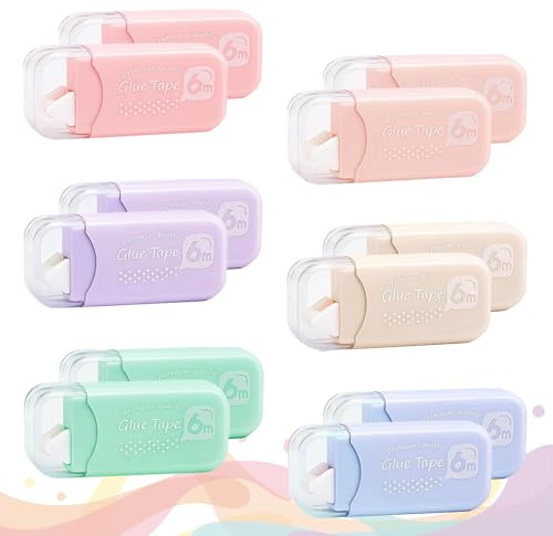 Pynzeka 12pcs Roller Colle 6 m x 6 mm Souris Colle Roller de Ruban pour Fabrication de Scrapbooking Journal Album Photo