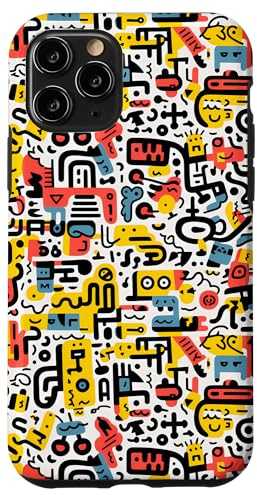 Abstrakte Doodle-Formen Gelb Rot Blau Pop Art Hülle für iPhone 11 Pro