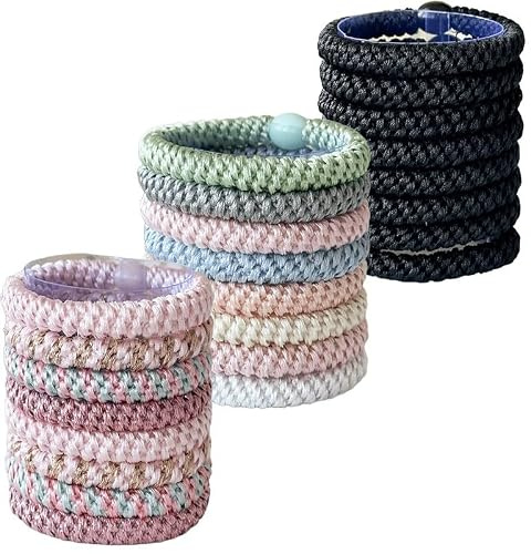 Knekkies Haargummi, Mehrfarbigen Haargummis, Modische Damen Haarbänder, Geflochtene Hair Ties, Zopfgummis Mädchen, Elastische Bunte Haargummi für Dickes Haar (A+B+H)
