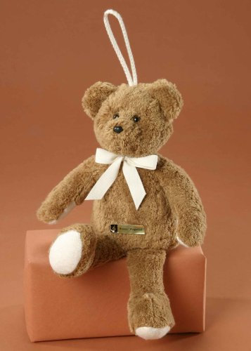 EBO 71901 - Spieluhr-Schlenkerbär, 24cm lang, mittelbrauiner Baumwollvelour, naturweiße Einsätze, Melodie: Schlaf, Kindlein Schlaf
