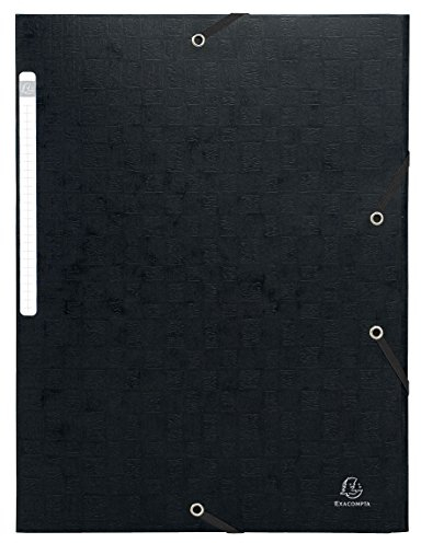 Exacompta 55751E 10er Pack Einschlagmappe Scotten aus Colorspan-Karton DIN A4 mit 2 Gummizügen und 3 Klappen und Beschriftungsetikett schwarz Sammelmappe Dokumentenmappe