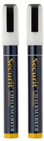 SECURIT - Set Da 2 Pennarelli A Gesso Liquido - Per Lavagne, Vetro, Metallo, Porcellana, Specchio, Plastica - Punta Media 2-6mm - Colore Bianco