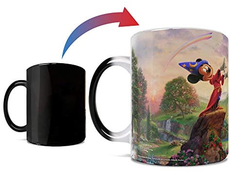 Morphing Mugs Disney - Fantasia - Mickey Mouse - Thomas Kinkade - One 11 oz Color Changing Heat Sensitive Ceramic Mug – Image Revealed When HOT Liquid Is Added!