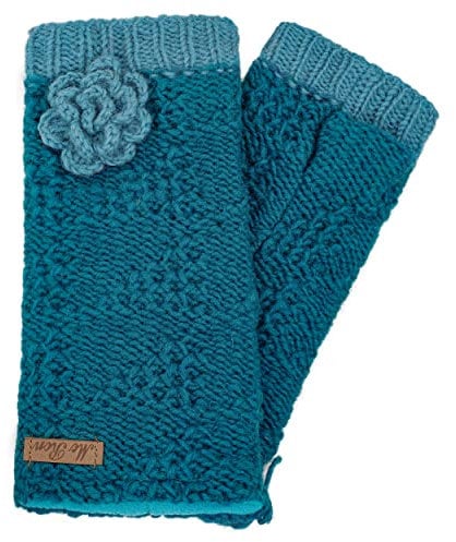 McRon Damen Gestrickte Pulswärmer Lana Azurblau