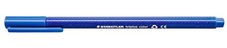 STAEDTLER Filzstifte triplus color, ultramarinblau, dreikant, stabile, eindrucksichere Spitze, Linienbreite ca. 1 mm, kindgerecht, Made in Germany, 10 fibre-tip pens im Kartonetui, 323-37