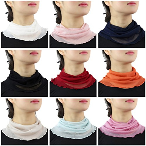 UK_Stone Muttertag Geschenk Damen 100% Mulberry Seide Schlauchschal Halstuch Unifarbe Abnehmbar Faux Kragen (Mischung: Weiß+Schwarz+Beige+Hellpink+Weinrot+Hellblau+Navy Blau+Dunkelorange+Dunkelpink)